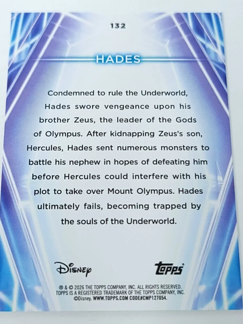 Hades Topps 2026 Disney Neon Holo Parallel Refractor Limited 102/199 Small Mark - Picture 4 of 4